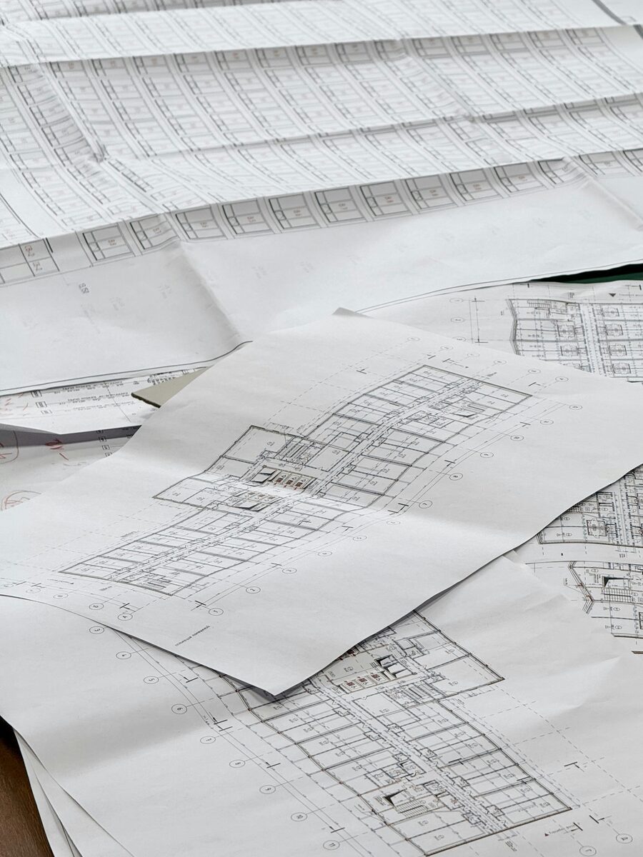 Architektonische Baupläne für die Wärmeanalyse